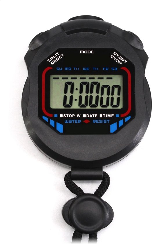 Demtex - Stopwatch - Hardlopen - Sport - Water Bestendig -Timer | Zwart - Demtex