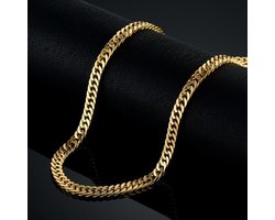 Klassieke Heren Ketting Goud kleurig - Staal - 8mm - Kettingen - Schakelketting - Vaderdag Cadeau Geschenk - Mannen Cadeautjes Accesoires