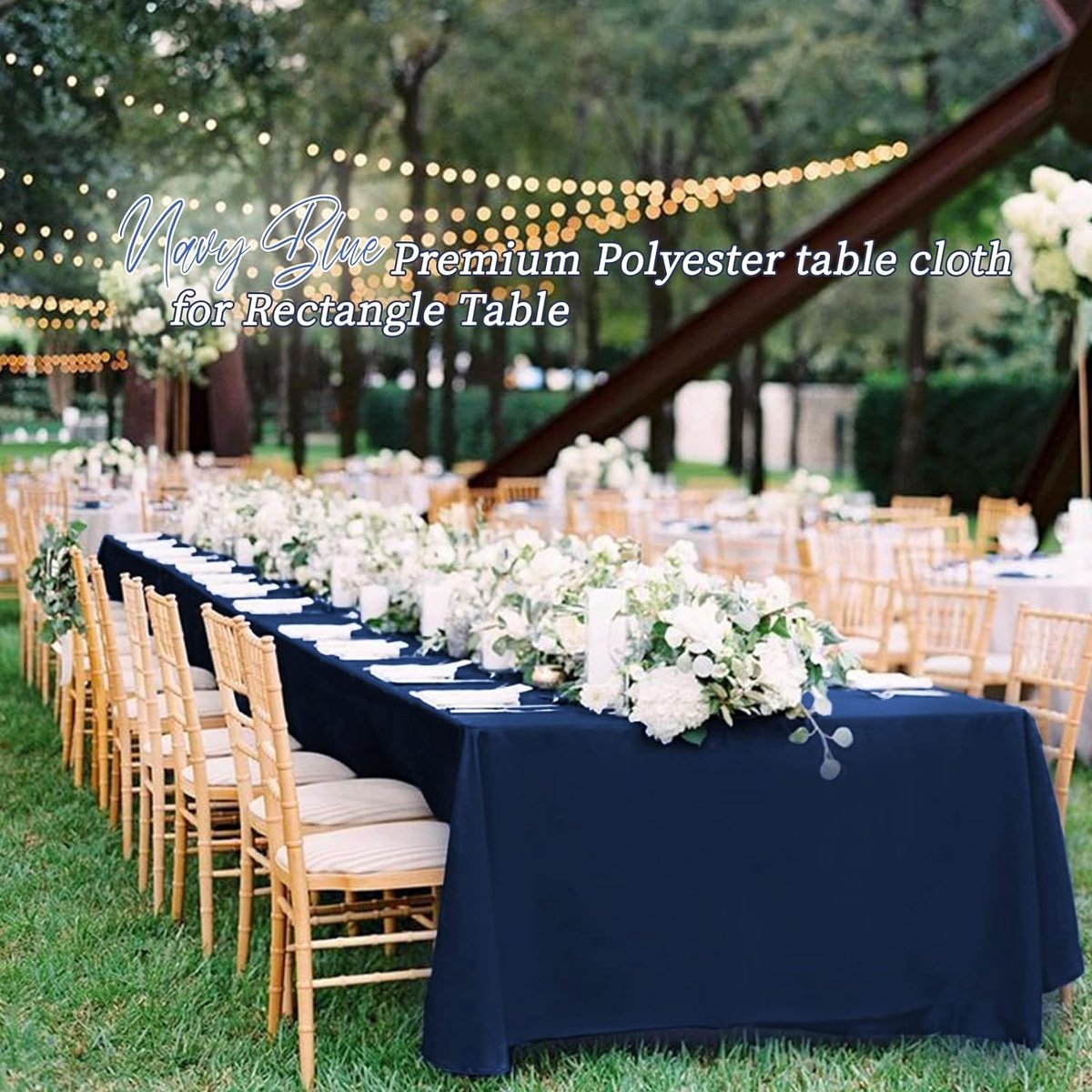 Lot De 4 Nappes Rectangulaires Bleues Et Blanches - 220 X 130 Cm - Pour Mariages, Anniversaires, Fêtes