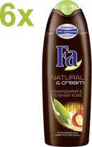 Fa - Natural & Cream - Macadamia & Green Coffee - Crème de douche - 6x 250 ml - Pack économique