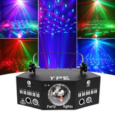 YPE x YourPartyEquipment - Effet de lumière disco - Laser de fête - Lampe disco - Lumière disco - Lampe laser disco 5 trous - Laser, LED et effet Stroboscope - Télécommande, contrôle du son et support DMX