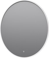 Miroir de salle de bain rond Mauri blanc mat avec chauffage, éclairage LED et capteur tactile 100x100cm