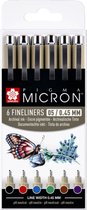 Fineliner sakura pigma micron 05 basic 6 couleurs - 6 pièces