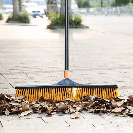 Broom with handle, street broom/floor brush, 2-1 Cleanhome, 166 cm, suitable for schools, factories, gardens, garden brooms, brushwood brooms, basketball courts and other areas. van Cleanhome — afbeelding 4