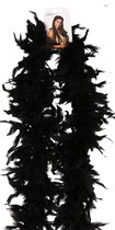 Atosa Carnaval verkleed boa met veren - zwart - 180 cm - 45 gram - Glitter and Glamour - verkleed accessoires