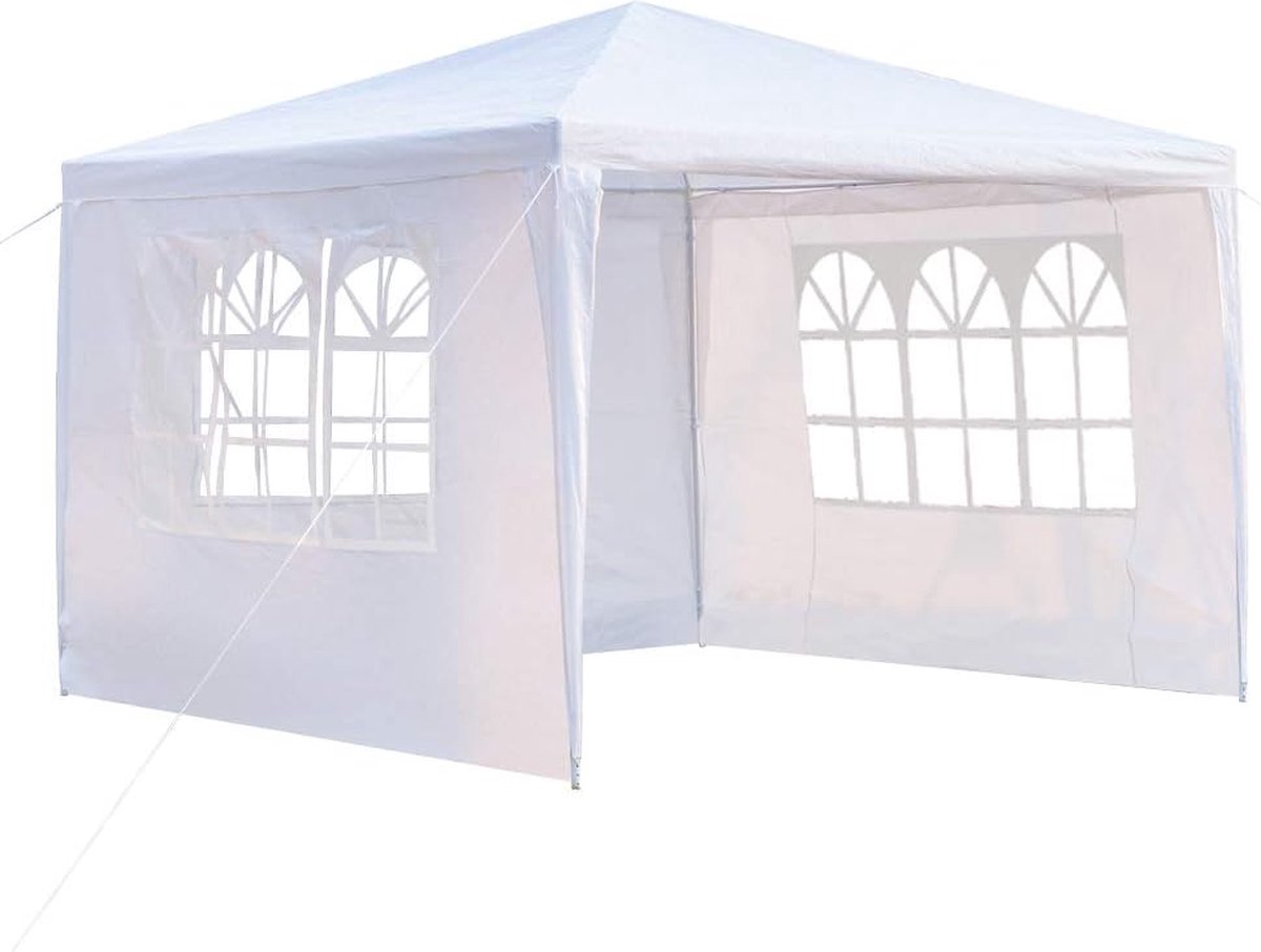 Partytent - Paviljoen - 3x3m - met zijwanden - 3 Zijdes - Waterdicht – Universeel Bruikbaar - Wit