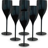 18 Cl polycarbonaat (hard plastic) 100% Italiaans design Onbreekbare glazen Herbruikbare en vaatwasmachinebestendige wijnglazen set van 6 zwart