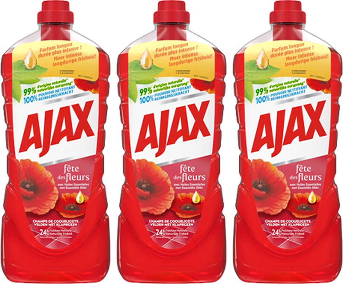 Ajax - Allesreiniger Rode Bloemen - 3x 1,25ltr