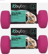 Zachte Dumbbells Pink - Dumbbell set - 2x 1kg - Dumbells 1 kilogram - Roze - Arm Oefeningen - Thuis Gym