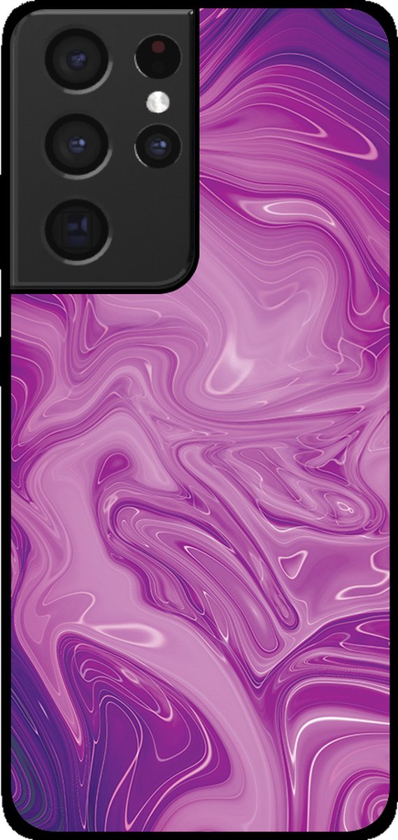 Smartphonica Telefoonhoesje voor Samsung Galaxy S21 Ultra met marmer opdruk - TPU backcover case marble design - Paars geschikt voor Samsung Galaxy S21 Ultra