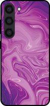 Smartphonica Telefoonhoesje voor Samsung Galaxy S23 met marmer opdruk - TPU backcover case marble design - Paars / Back Cover geschikt voor Samsung Galaxy S23