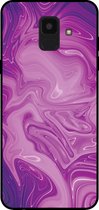Smartphonica Telefoonhoesje voor Samsung Galaxy A6 2018 met marmer opdruk - TPU backcover case marble design - Paars / Back Cover geschikt voor Samsung Galaxy A6 2018