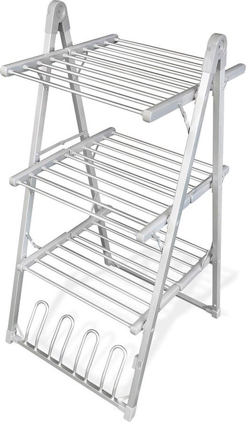 InnovaGoods - Opvouwbaar Elektrisch Kledingdroogrek Verayer 30 Stangen, 300W, Temperatuur max. 50-55 ºC, Inclusief: 4 houders voor het drogen van schoenen