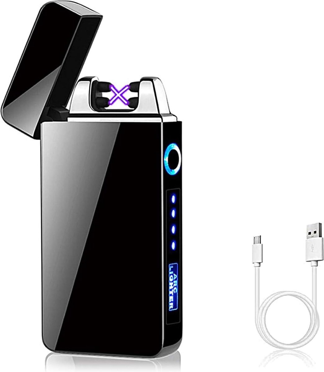Goedkoopste Elektronische USB-aansteker - Lichtboog - Touchscreen - Elektrische aansteker - Led - Dual plasma-aansteker met batterij-indicator - Winddicht - Plasma-aansteker voor mannen en vrouwen