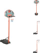 vidaXL Basketbalring Inclusief IJzeren Ring - 3-Kleurig Net - Pomp en Bal - Verstelbare Hoogte - PE en IJzer - 180-230 cm - 66x46 cm - 29 cm - 47x66 cm - 18 cm - Basketbal
