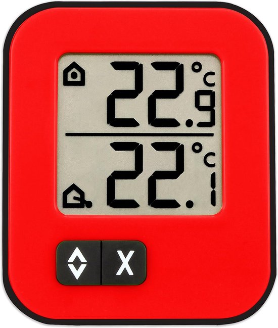 ORIA thermometer, koelkast, draadloos, 2 sensoren, geluidsalarm, min/Max, binnen en buiten, huis, keuken, restaurant, bar, café, zwart
