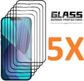 Screenprotector Glas - Full Coverage Tempered Glass Screen Protector [volledige dekking] - 5x Geschikt voor: Apple iPhone 15