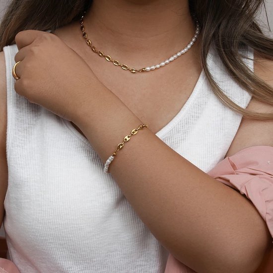 Borasi Pearl Chain Bracelet | Parel Chain Armband | 18K Goldplated | Vrouwen Armband | Vrouwen Sieraden | Verstelbare Armbanden | Cadeau Voor Haar | Best Verkochte Sieraden - Borasi