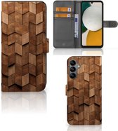 Book Style Case geschikt voor Samsung Galaxy A34 Wooden Cubes