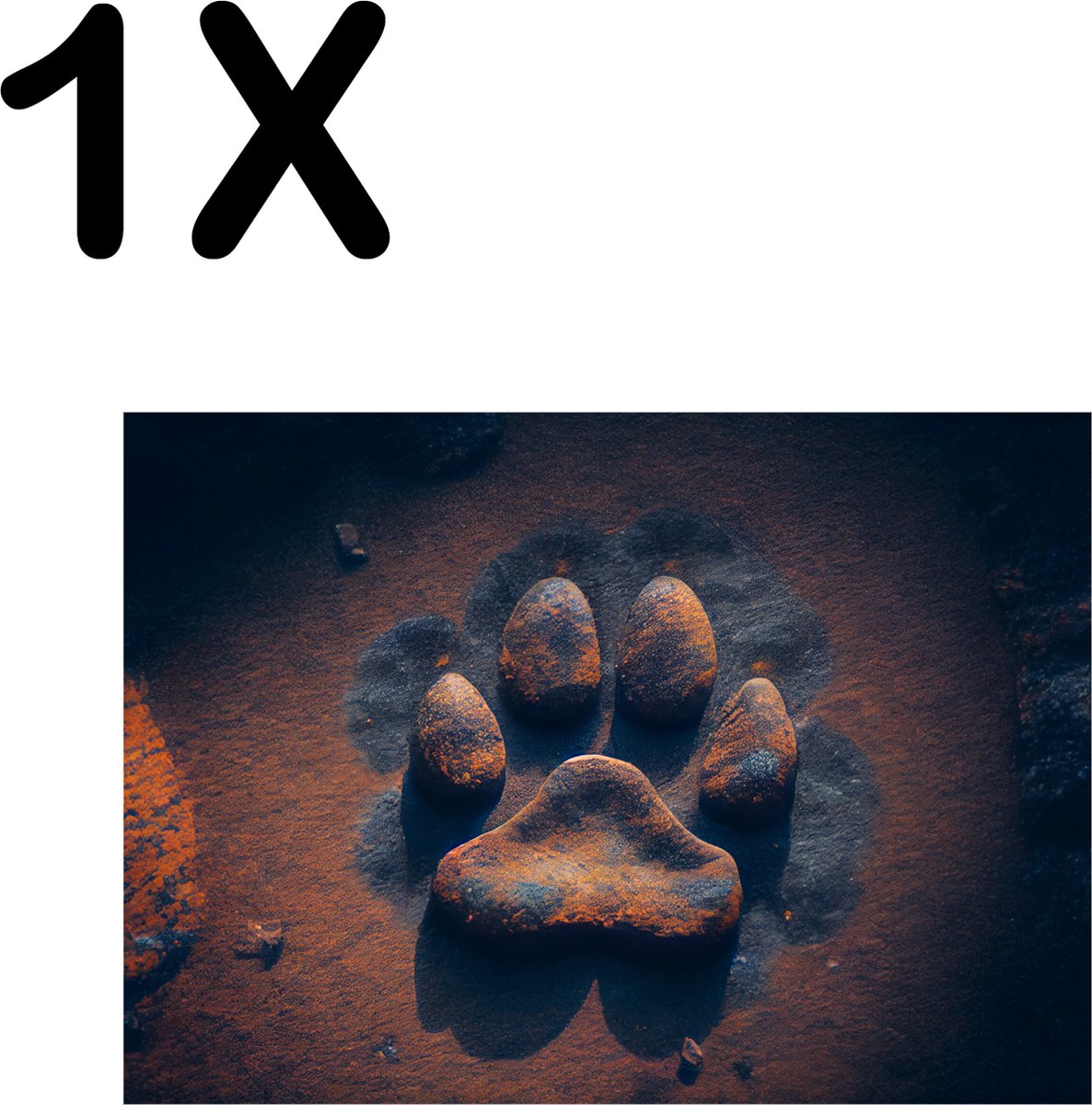 BWK Textiele Placemat - Voetafdruk van een Hond - Set van 1 Placemats - 40x30 cm - Polyester Stof - Afneembaar