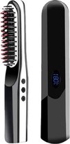 Yermin Beauty - Brosse à lisser les Cheveux sans fil - Cheveux raides - Brosse à lisser électrique 2 en 1 - Brosse droite - Brosse à air chaud - Brosse chauffante - Brosse à cheveux - Soins capillaires des cheveux - Lisseur - Noir
