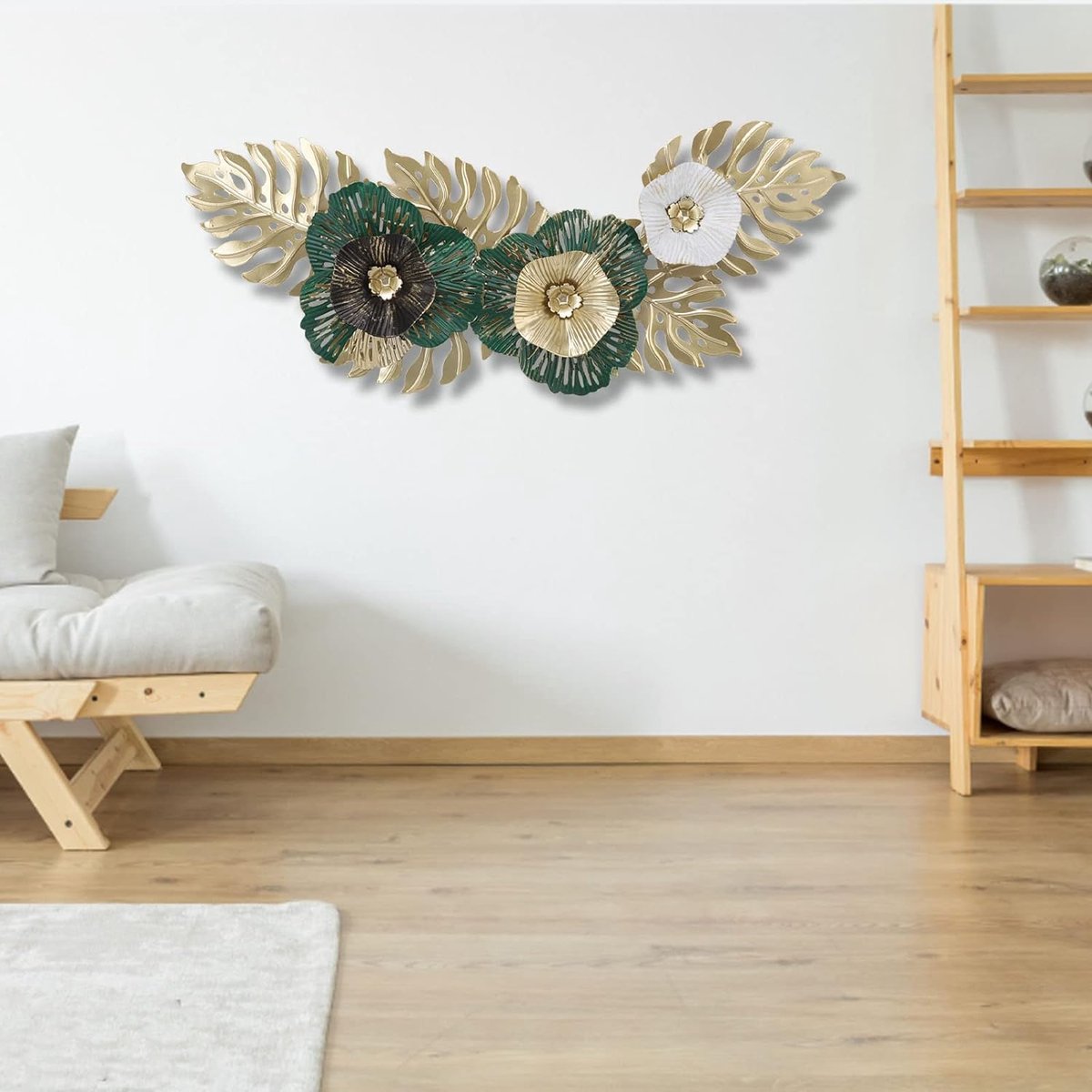 HERCHR Metalen Blad Wanddecoratie, Metalen Bloem Wanddecoratie, Gouden Metalen Muur Kunstdecoratie voor Woonkamer, Bladeren Muur Decoratie Muur Sculpturen Hangende Decoratie HERCHR Metalen Blad Wanddecoratie, Metalen Bloem Wanddecoratie, Gouden Metalen Muur Kunstdecoratie voor Woonkamer, Bladeren Muur Decoratie Muur Sculpturen Hangende Decoratie