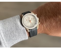 20mm Curved rubber strap Black Omega x Swatch Moonswatch - Gebogen rubber horloge band