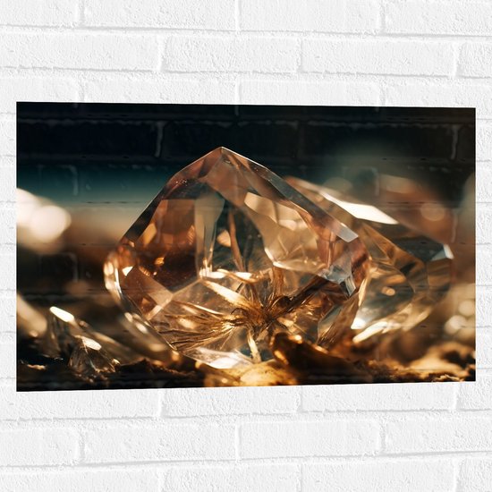 Muursticker - Kristal - Goud - 75x50 cm Foto op Muursticker