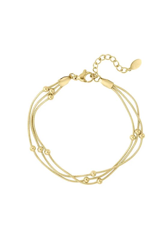 Bracelet with a twist - Yehwang - Armband - 16 + 3 cm - Goud - Stainless Steel