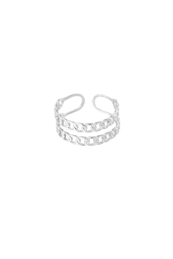 Ring double links - Yehwang - Ring - One size - Zilver - Stainless Steel