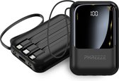 Bol.com Phreeze 5 in 1 Powerbank 10000 mAh met Zaklamp - Snellader - Geschikt voor iPhone Powerbank - Met 8-PIN USB-C Micro-USB ... aanbieding