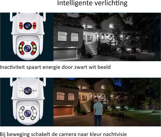 Xd Xtreme - Dual lens beveiligings camera - 2 camera's in een behuizing - wit - PTZ - waterdicht - Bluetooth - Wi-Fi - LAN van XD-Xtreme — afbeelding 2