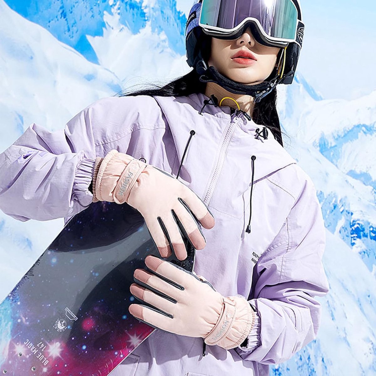 HXDSUP Winterhandschoenen, skihandschoenen, fietshandschoenen, waterdichte warme touchscreen-handschoenen voor dames, geschikt voor paardrijden, hardlopen, motorfiets, wandelen, fietsen (zwart, XL