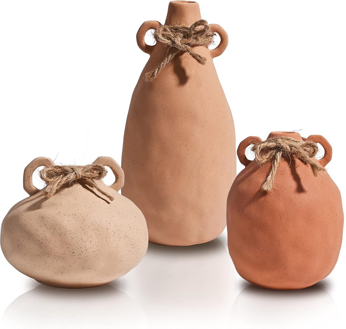 Terracotta vaas met handgrepen voor herfstdecoratie, set van 3 decoratieve vazen ??in boho