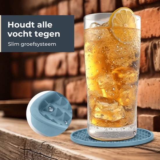 Castagnola Dessous de verre en Siliconen avec support - Sous-verres de verre pour Sous-verres - Design de sous- Sous-verres - Ensemble de sous- Verres - Sous-verres de verre - Siliconen de haute qualité - Set de 14 - Vert