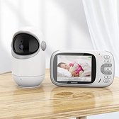 LILEV28 - 3.2 Inch Babyfoon met camera - Draadloze monitor - Draaibare externe camerabediening - Intercom -Night vision - Temperatuur meter - Sterk zendbereik