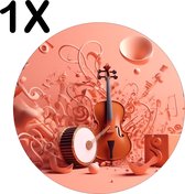 BWK Luxe Ronde Placemat - Zalm Oranje Kleurige Muziek - Set van 1 Placemats - 40x40 cm - 2 mm dik Vinyl - Anti Slip - Afneembaar