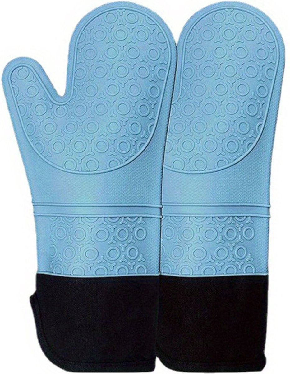 Siliconen Handschoenen Ovenhandschoenen Ovenwanten Barbecue Hittebestendig Blauw