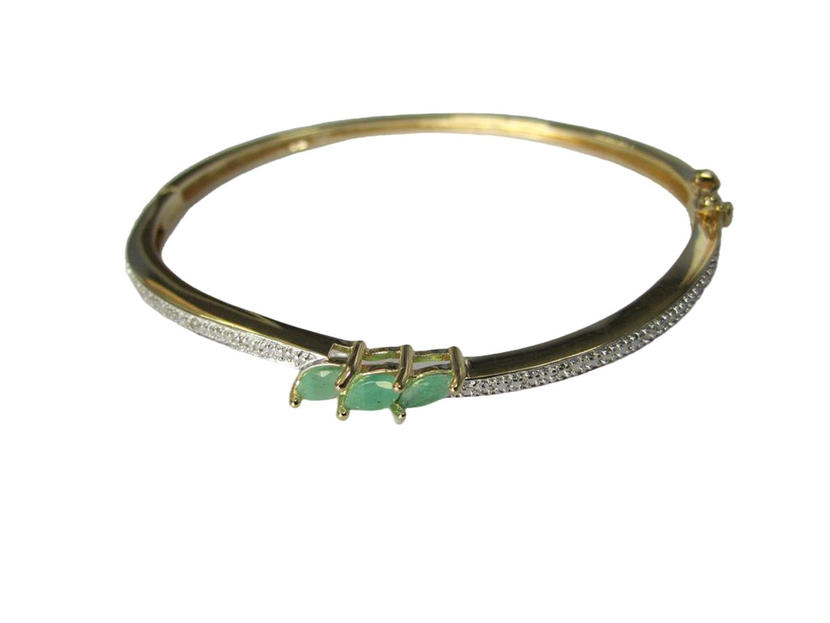 Gemstones-silver armband zilver 925 + 14K verguld smaragd