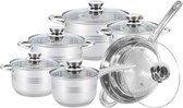 Batterie de cuisine Swiss Pro+ - 12 pièces - Inox - Batterie de cuisine inox 18/10 - Tous feux - 12h50