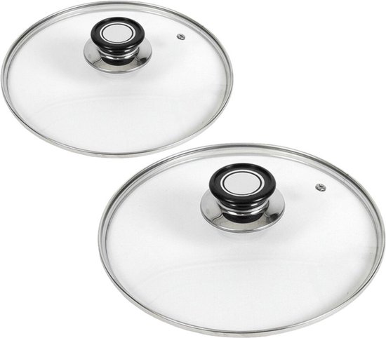 Set van 2x universele rvs spatdeksels-afgietdeksels voor pannen 25 - 28