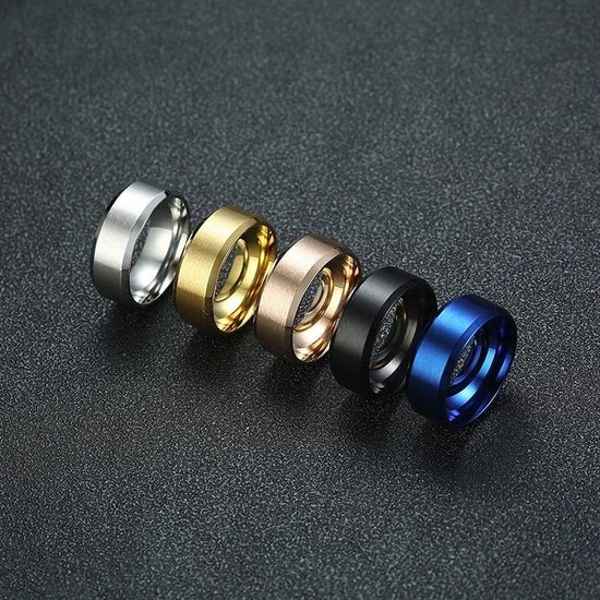 Heren Ring Zilver kleurig met Strak Gepolijste Rand - Staal - Ringen Mannen Dames - Papa Cadeau Voor Mannen - Vaderdag