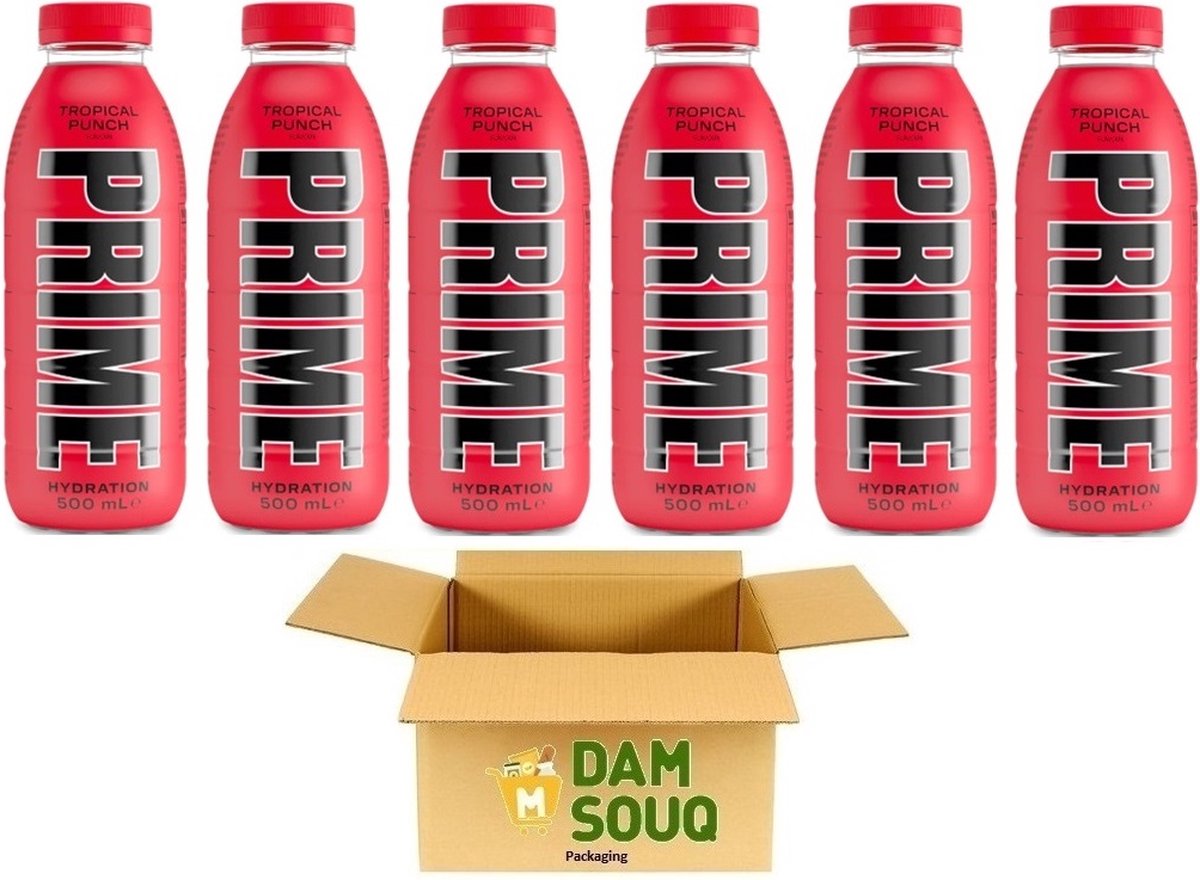 Damsouq® PRIME Hydration Drink Multipak Tropical Punch Fles (6x500ML) (STATIEGELD FLES)