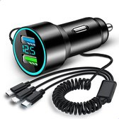 Chargeur Voiture Mini USB ChargeMore (Zwart) - Chargeur Voiture avec 1 Port de Charge USB 2.4A -USB C - Micro USB - Iphone Lightning - Chargeur pour Navigation / Téléphone / Tablette dans la Voiture - Prise Voiture - Chargeur Voiture