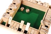 Shut the box de luxe - bordspel - 4 spelers - inclusief 2 houten dobbelstenen 29 x 29 cm