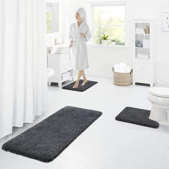 Tapis de toilette doux antidérapant avec niche 51 x 61 cm, tapis de bain  absorbant