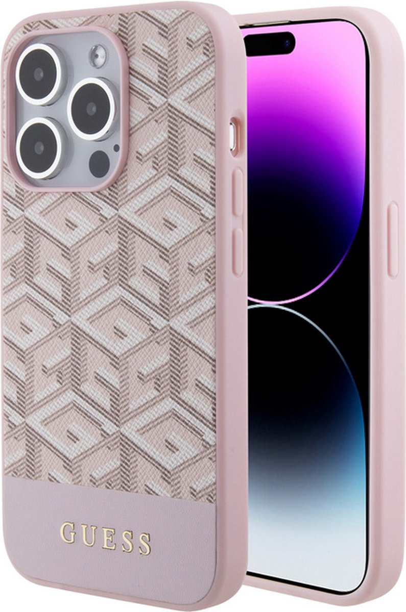 Guess G-Cube Back Case (MagSafe Compatible) - Geschikt voor Apple iPhone 15 Pro (6.1") - Roze