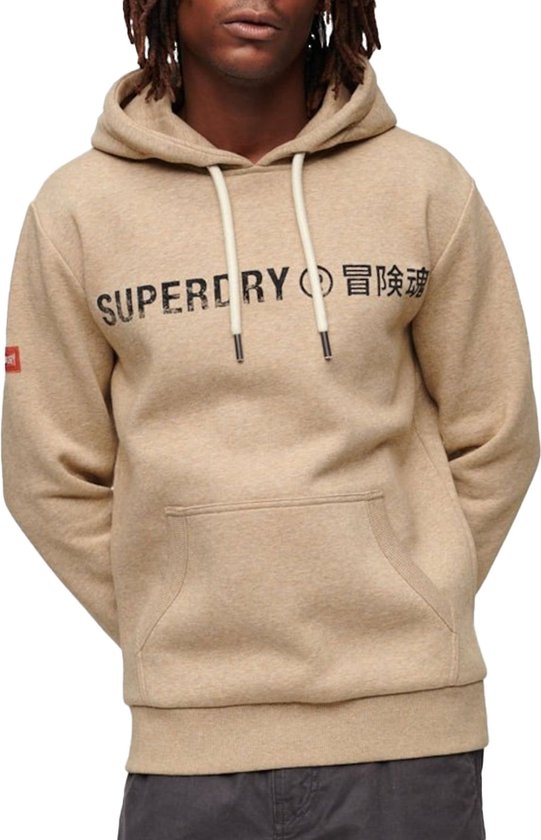 Superdry - Sweat à capuche Logo Beige - Homme - Taille M - Coupe régulière