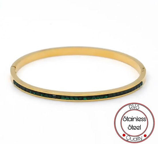 Soraro Groen Zirkonia Armband | 14k Goldplated | Dames | Goudkleurig | RVS | Zirkonia | Armband Vrouwen | Dames Armband | Cadeau voor Vrouw | Vrouwen Cadeautjes | Moederdag | Moederdag cadeau