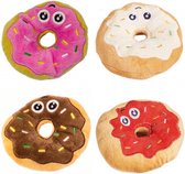 4 Honden speeltjes in de vorm van een donut met gezichtje - hond - huisdier - donut - pluche - speeltje - kerst - sinterklaas